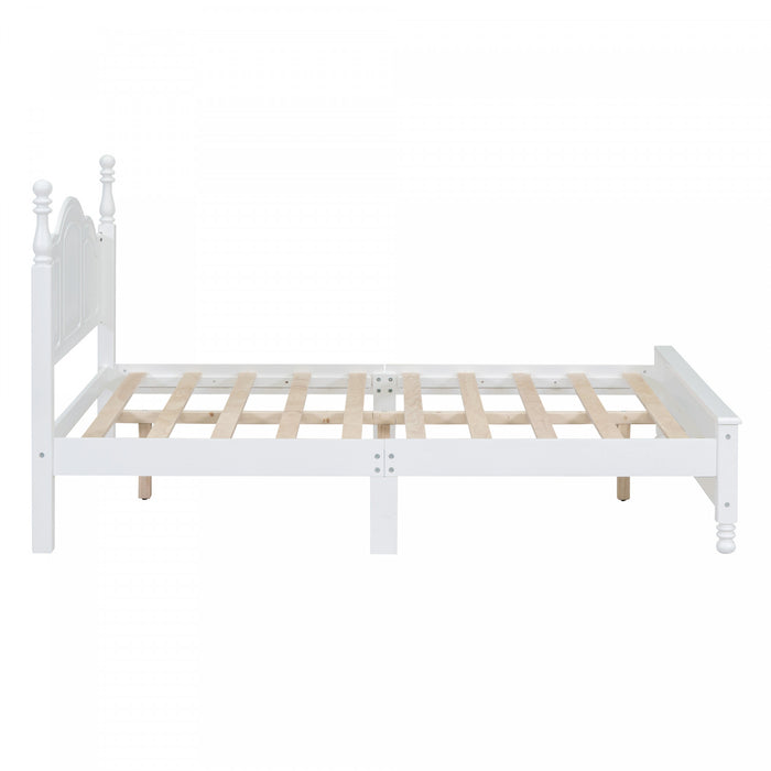 Jessie Lit a plateforme de style retro avec support a lattes en bois, taille double, blanc