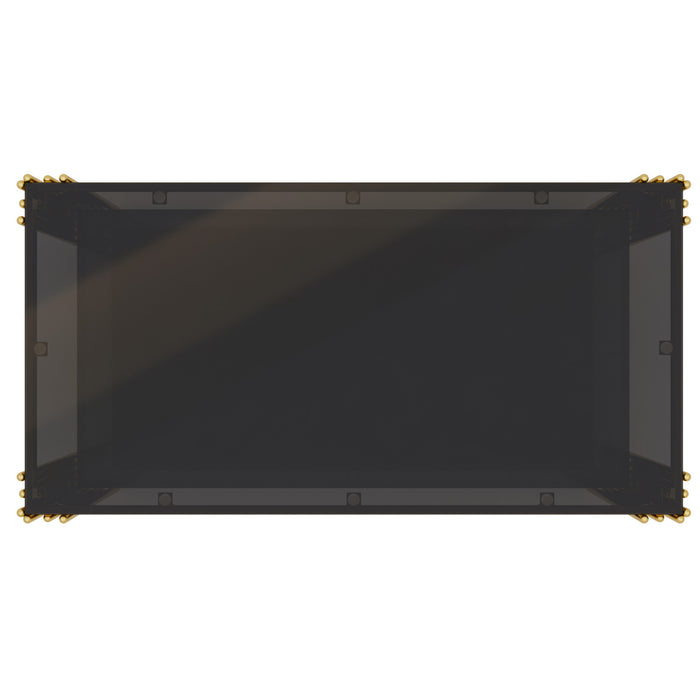 Aria Table Basse Rectangulaire Moderne 47.5 po avec Cadre Asymetrique Dore et Plateau Miroir, Noir