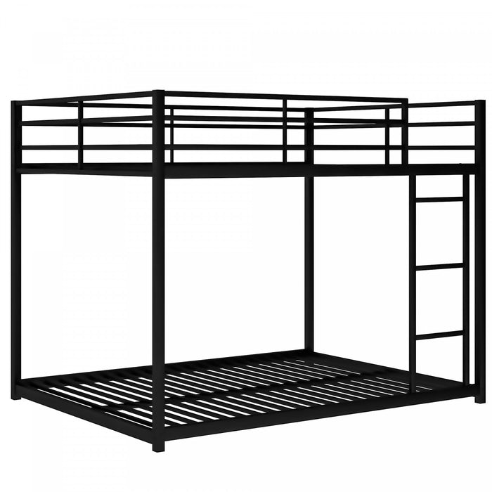Lits superposes John en metal a faible hauteur avec echelle, taille Full sur Full, noir