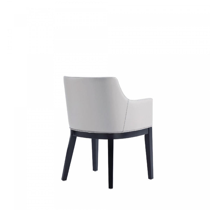 Fauteuil en bois moderne Gansevoort en cuir vegetalien gris clair - Lot de 2