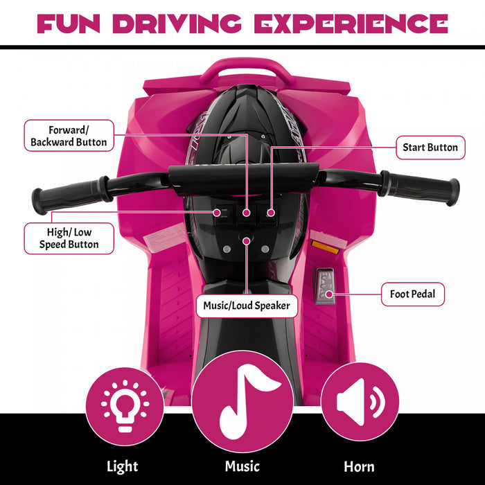 Costway 12v Batterie Alimentee Enfants Rouler Sur Atv Electrique 4 Roues Quad Car Avec Mp3 & Lumiere