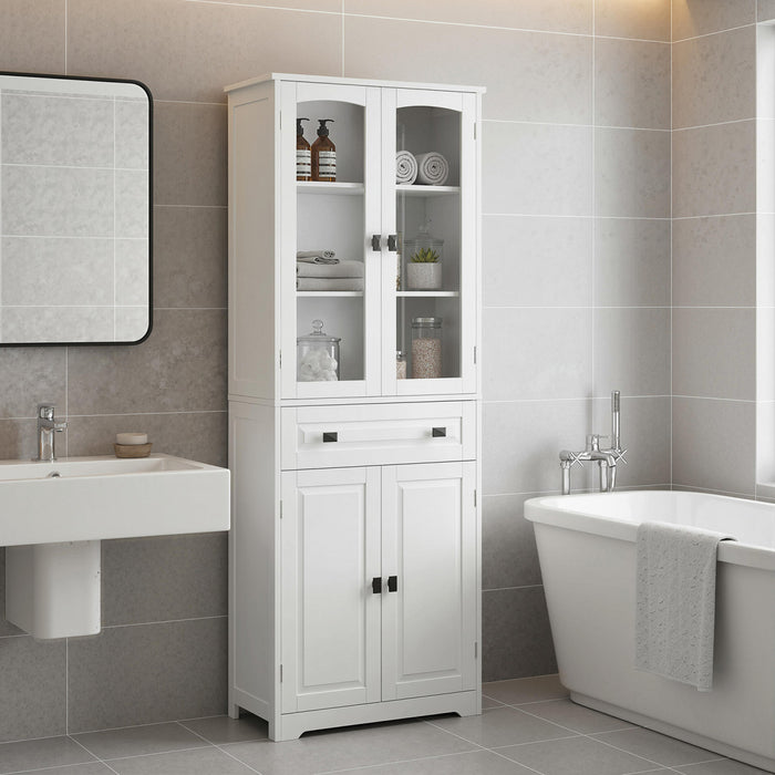 HOMCOM Armoire de rangement de la cuisine etageres reglables porte vitree