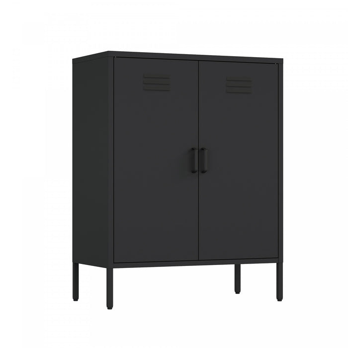 Armoire d’appoint moderne Naomi 32\" en metal noir