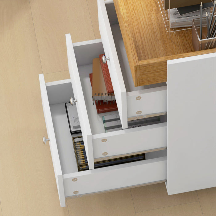 HOMCOM Meuble de Classement a 3 Tiroirs avec Roues et Plateau pour Bureau a Domicile, Blanc