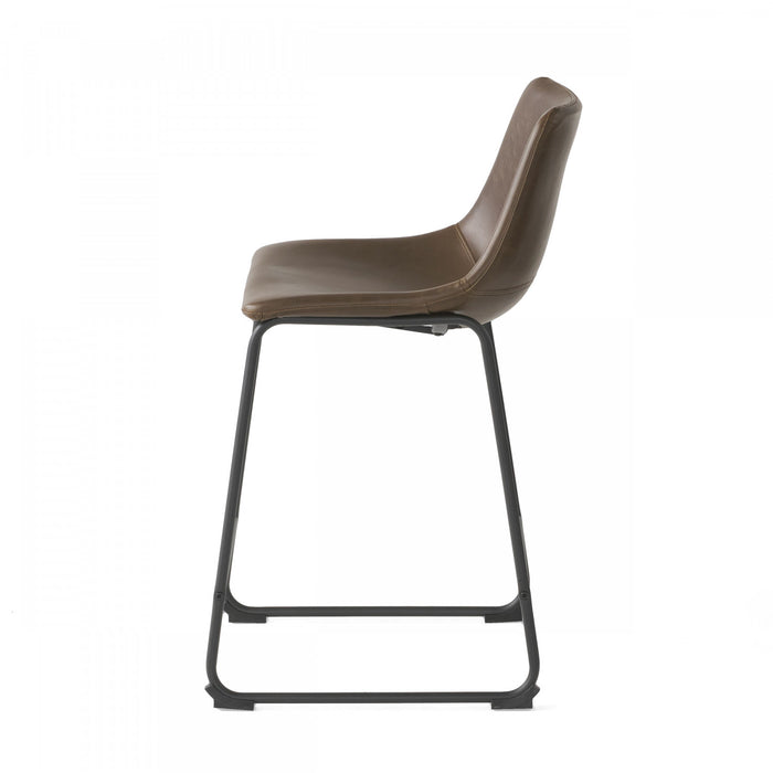 Ensemble De 2 Tabourets De Comptoir Nathaniel Vintage En Similicuir Avec Structure En Acier, Marron