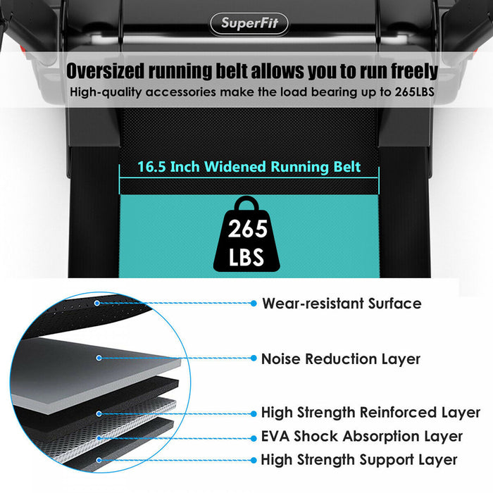Tapis De Course Pliable 2,25cv Superfit Avec Haut-parleur Bluetooth