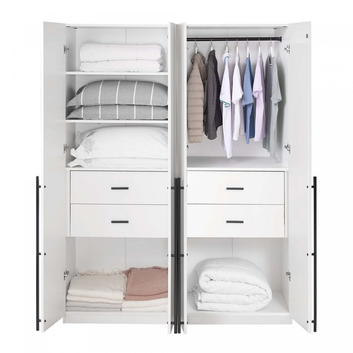 Armoire-penderie moderne Lee 2 pieces en blanc