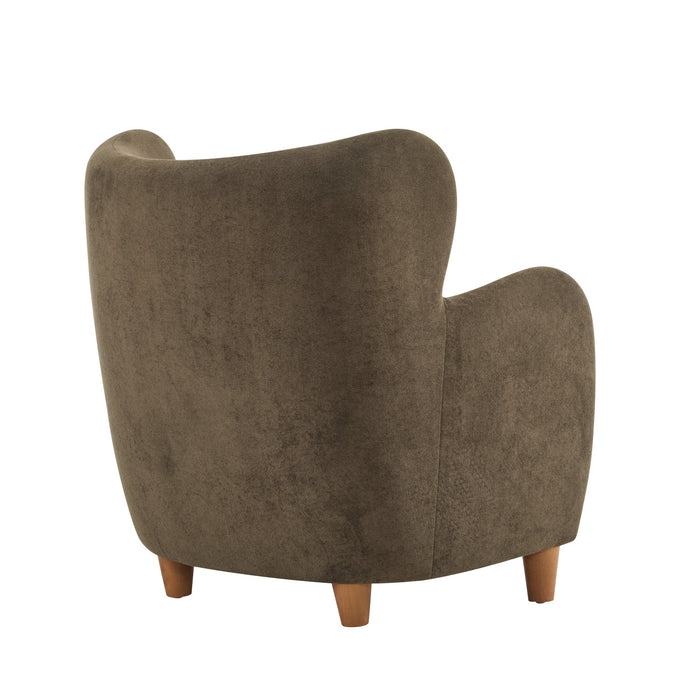 Sophia Fauteuil confortable rembourre avec dossier a oreilles, marron fonce