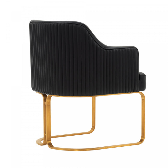 Chaise de salle a manger Raya en bois moderne et cuir vegetalien noir - Lot de 2