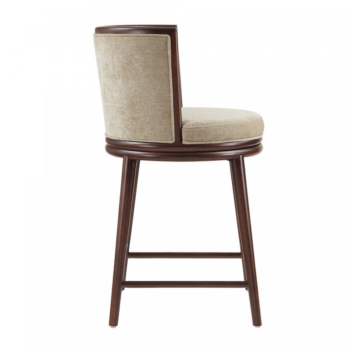 Tabouret de comptoir moderne en bois et tissu Evalyn, naturel - Lot de 2