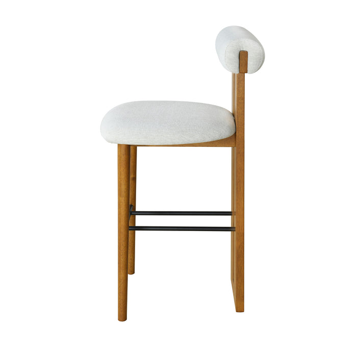 Sophia – Lot de 4 tabourets de bar modernes d’interieur en bois d’hevea avec dossier de soutien, coloris ivoire et noyer