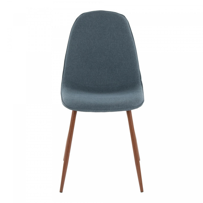 Chaise d’appoint de salle à manger moderne du milieu du 20e siècle Pebble en tissu bleu - ensemble de 2