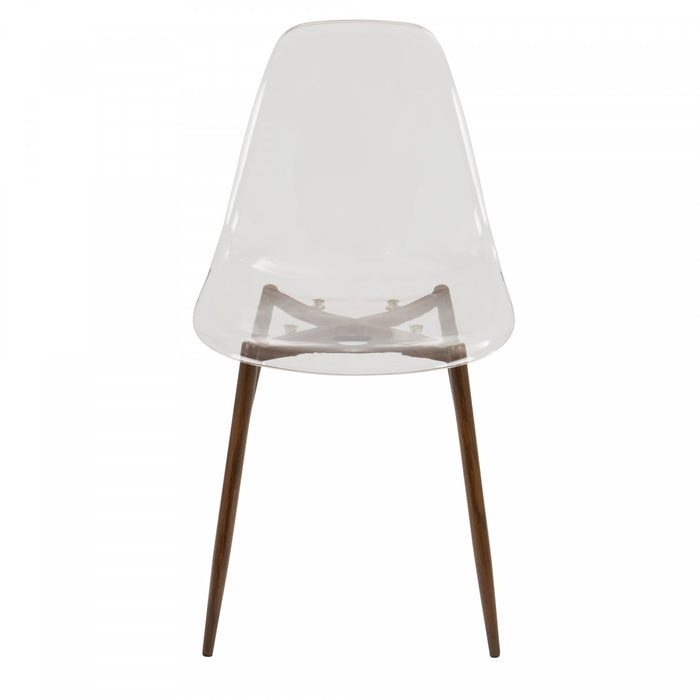 Chaise d’appoint de salle à manger moderne du milieu du 20e siècle Clara transparente et noyer - ensemble de 2
