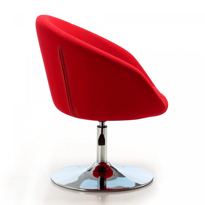 Fauteuil lounge pivotant moderne Hopper en tissu rouge - Lot de 2