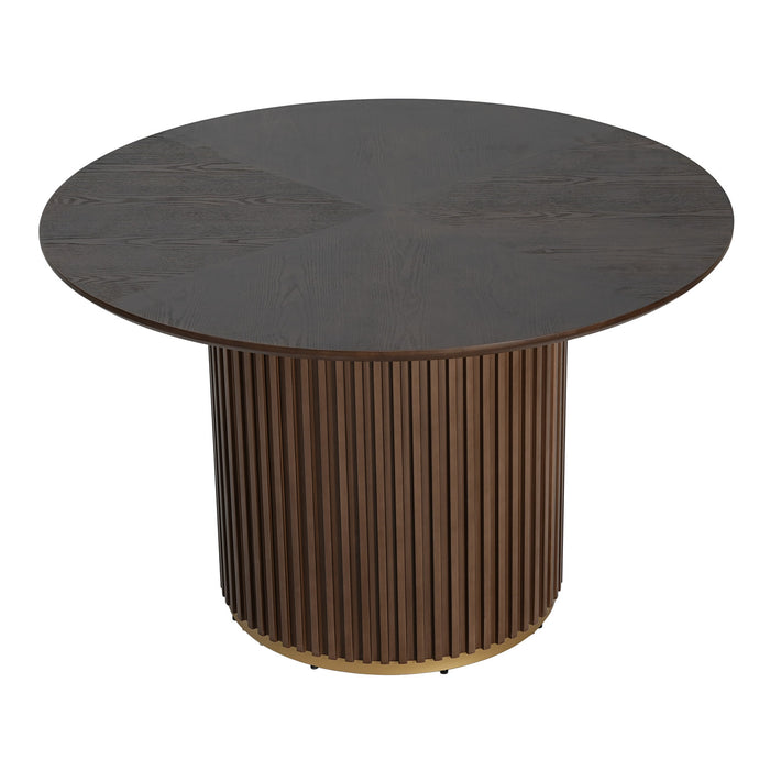 Table a manger ronde a piedestal Cove 47,25 pouces pour 4 a 5 personnes, brun