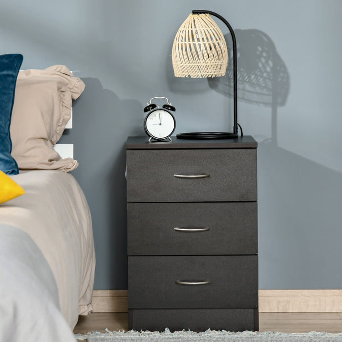 HOMCOM Table de Chevet Nuit 3 Tiroirs pour Chambre
