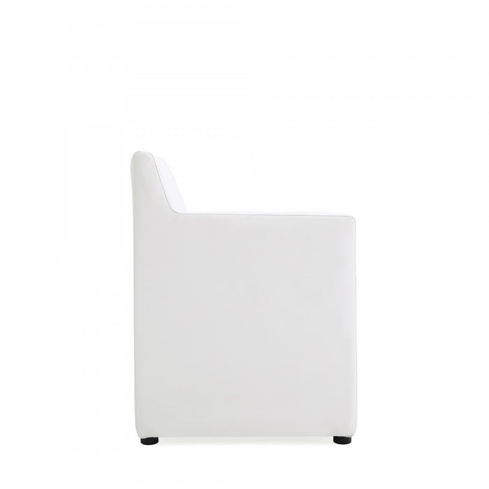 Fauteuil moderne en cuir vegetalien blanc Anna Square - Lot de 2