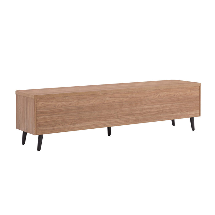 Meuble TV Jodie style Mid-Century Modern a cannelures, 175 cm, erable