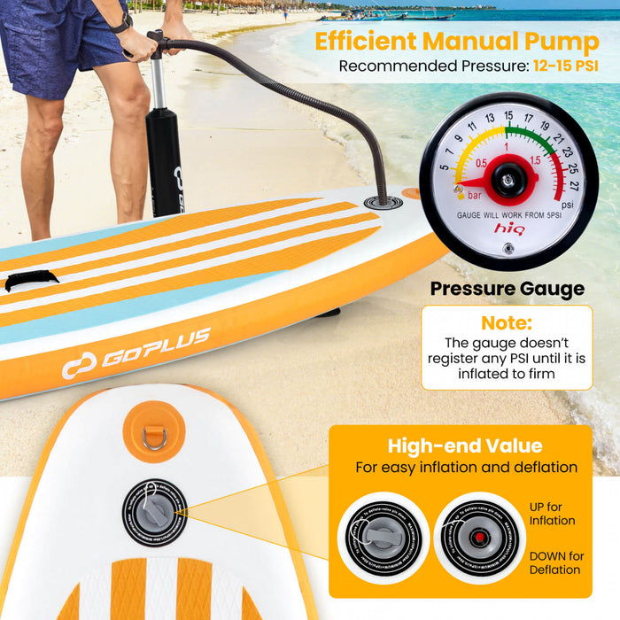 Goplus Grand Tableau Gonflable De Sup, Tableau De Pagaie Portable Avec Des Anneaux 5d Se Tiennent Sur Le Tableau De Pagaie Pour La Jeunesse Et L'adulte Orange
