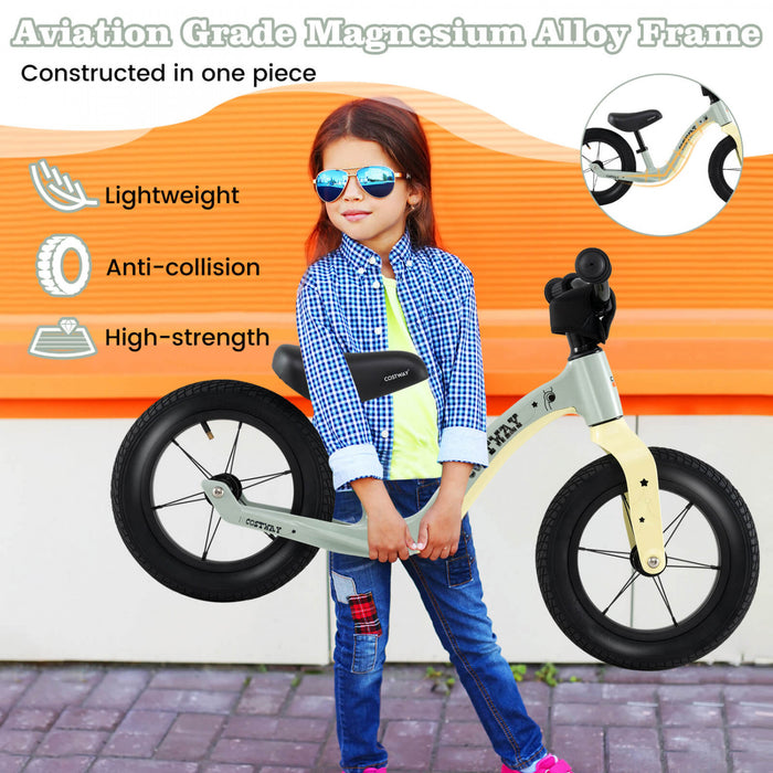 Costway 12 Pouces Magnesium Tout-petit Equilibre Velo Sans Pedale Formation Tout-petit Equilibre Velo Vert