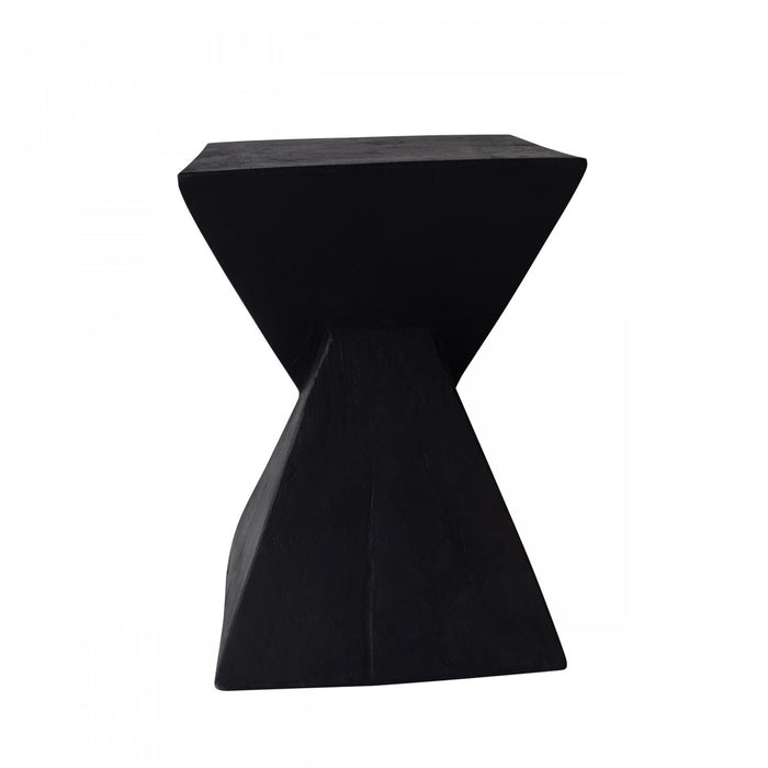 Table d'appoint geometrique torsadee Zane 18 pouces MGO, table laterale interieure a grain de bois, noir
