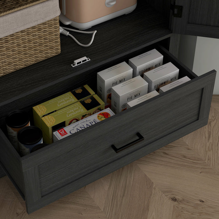 HOMCOM Armoire de rangement de cuisine avec etageres reglables, noir