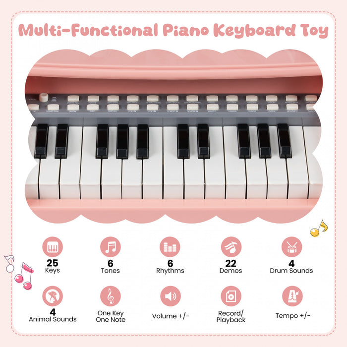 Costway Mini Clavier Piano pour Enfants 25 Touches, Hauteur 13 po, Piano Electrique avec Pupitre et Microphone
