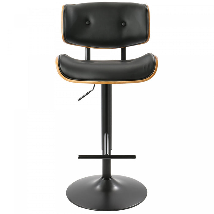 Tabouret bar réglable moderne du milieu du 20e siècle Lombardi en similicuir - noyer et noir