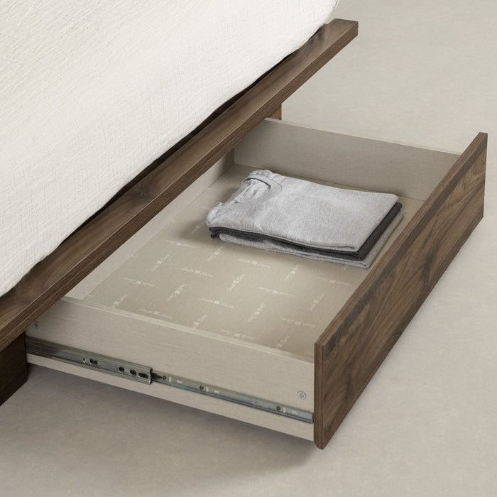 Musano Ensemble Lit Plateforme Et Tete De Lit Noyer Naturel, De Meubles South Shore