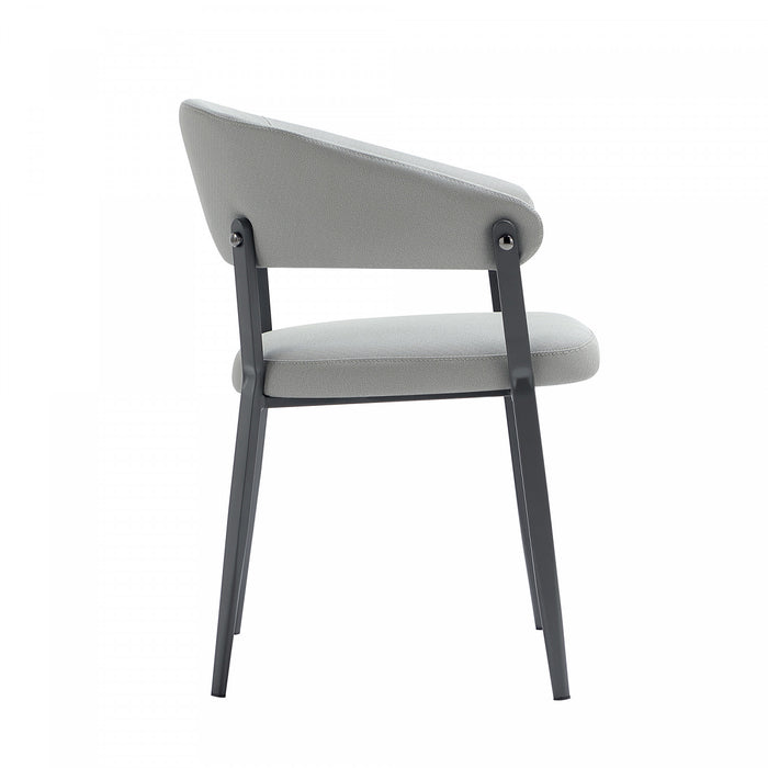 Chaise de salle a manger moderne en metal et tissu Belle, gris pierre - Lot de 2