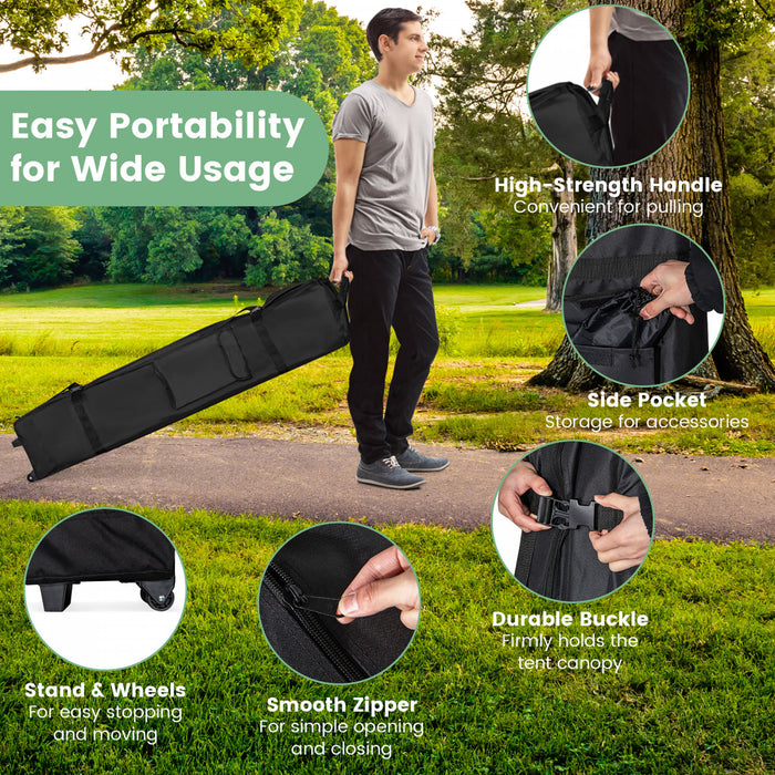 Tonnelle Pop-up 4x4 M Reglable En 3 Hauteurs Avec Sac A Roulettes, Gazebo Anti Uv Et Etanche Avec Cadre Robuste En Metal, Pavillon Instantane Pour Jardin, Patio, Arriere-cour