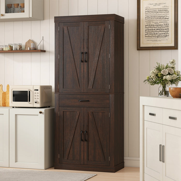 HOMCOM Armoire de cuisine de 72 po, armoire de rangement, marron