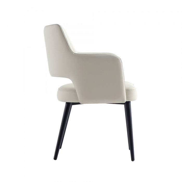 Fauteuil moderne Tremont en metal et cuir vegetalien gris pierre