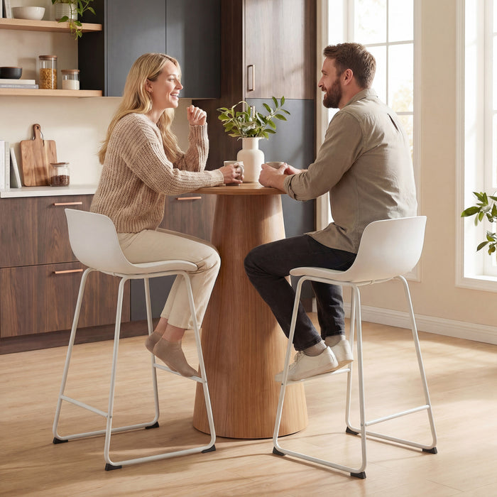 HOMCOM Tabourets de Bar Modernes Lot de 2, Tabourets en Cuir PU, Blanc