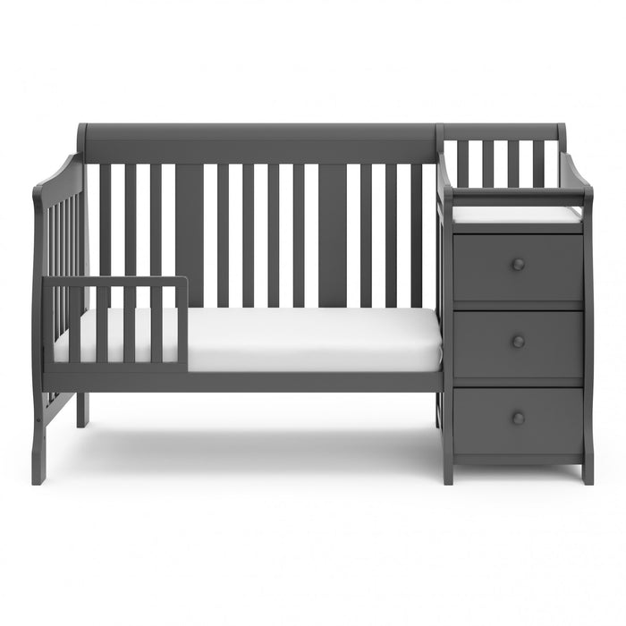 Storkcraft Portofino Lit de bebe convertible 4-en-1 avec table a langer - Gris