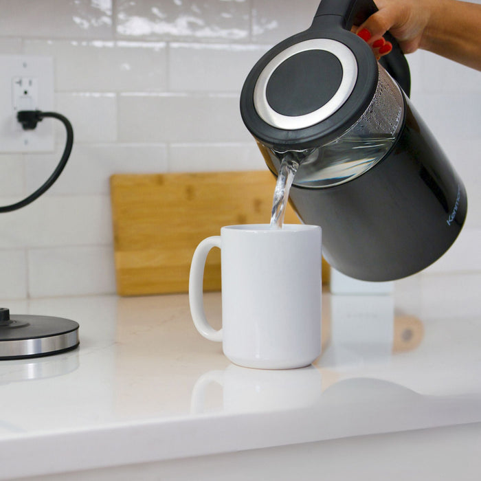 Bouilloire Kenmore de 1,7 L en verre à double paroi avec écran tactile, noire - KKTKDB 1.7 L