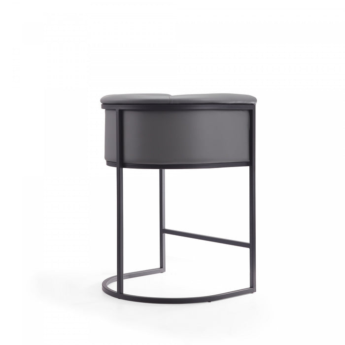 Tabouret de comptoir moderne du milieu du siecle Cosmopolitan en metal et tissu gris - Lot de 3