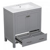 Harper 30 Inch Bathroom Vanity with Ceramic Sink and Smart Storage Cabinet, Grey | Harper Meuble de salle de bain 30 pouces avec vasque en ceramique et armoire de rangement intelligent, Gris
