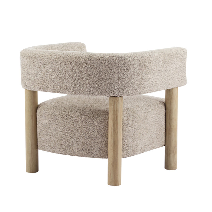 Evelyn Fauteuil d’appoint avec assise confortable et revetement en boucle, bois naturel