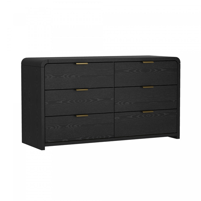 Commode moderne Grace 60\" en noir (6 tiroirs)