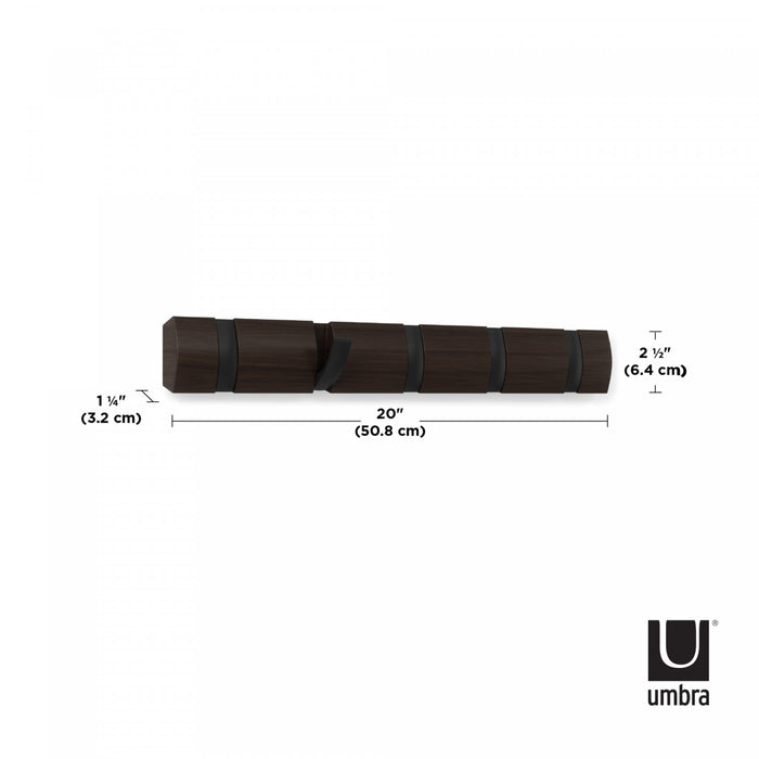 5 crochets muraux Flip de Umbra - noirs et noyer