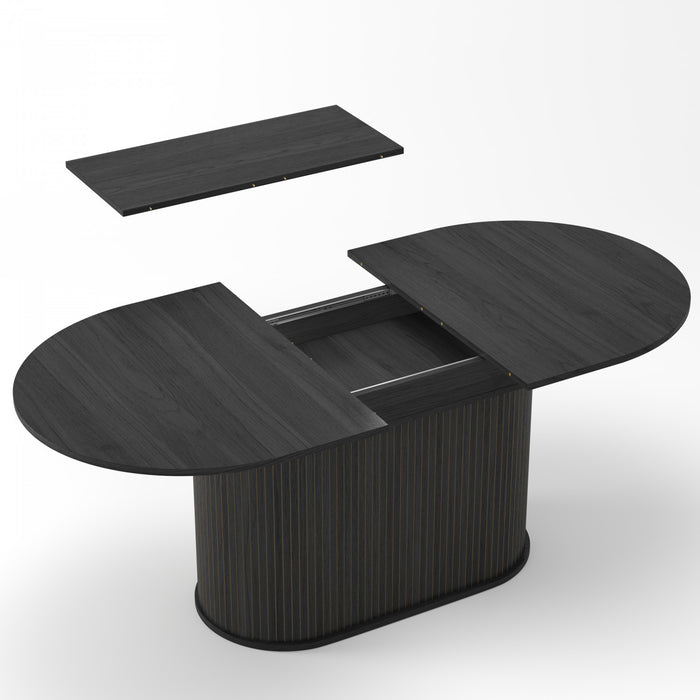 Noah Table a manger ovale extensible avec pieds rayes, noir
