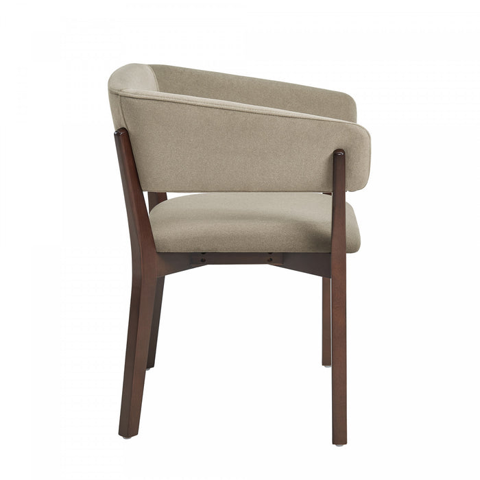 Fauteuil Blake moderne en faux mohair avec accoudoirs en bois, lin – Lot de 4
