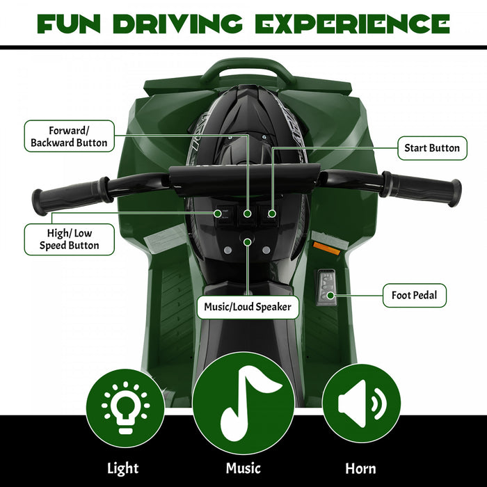 Costway 12v Batterie Alimentee Enfants Rouler Sur Atv Electrique 4 Roues Quad Car Avec Mp3 & Lumiere