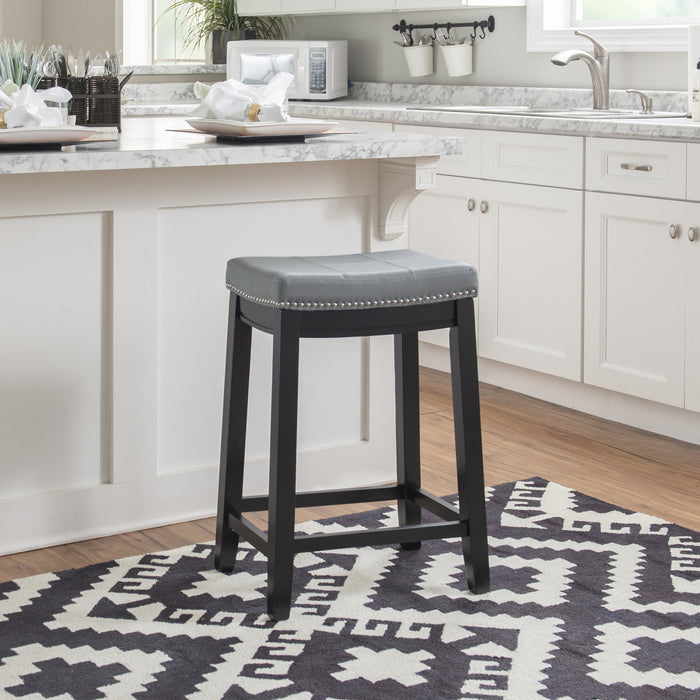 Tabouret Claridge de hauteur comptoir en similicuir et sans dossier - gris