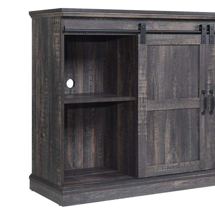 Foyer electrique moderne de style ferme Myrtle, 2 pieces, noir et brun antique