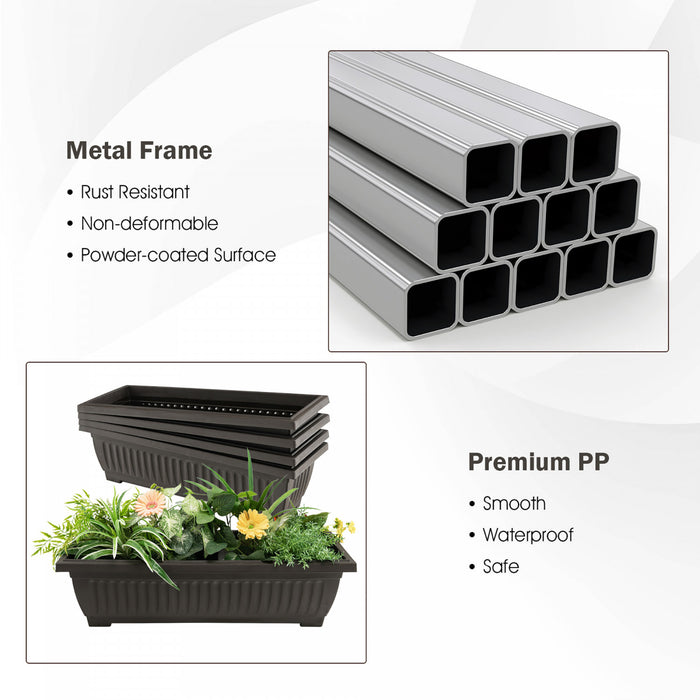 Costway 5 Ft 4-tier Vertical Souleve Lit De Jardin Eleve Planter Boite W / 4 Boites De Conteneur
