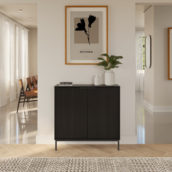 Armoire décorative de rangement mince Nordika à 2 portes - noire