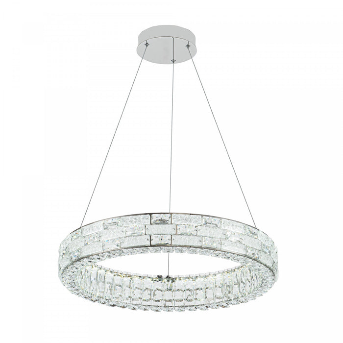 Lustre A Del Integrees Elegance 24 po, Chrome Avec Verres En Cristal
