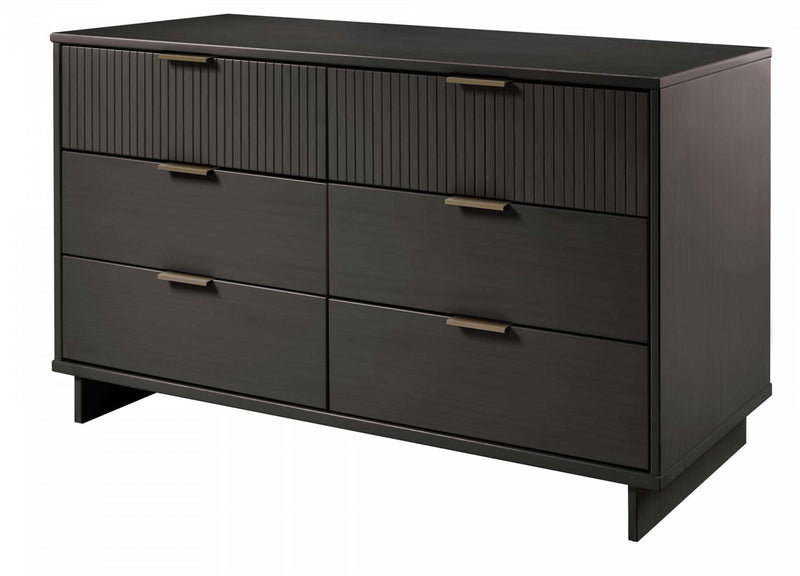 Commode Granville Moderne 55\" en gris charbon (6 tiroirs)